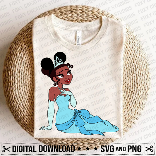 Tiana svg, Princess svg, Frog svg, Swamp svg, Princess Gown svg, Princess with mouse ears svg