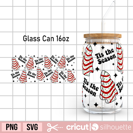 Tis the Season libbey wrap svg, Tis the Season svg, Libby Glass Can Wrap 16oz svg, debbie cakes svg, Christmas Cakes svg, Christmas tree svg, Christmas svg