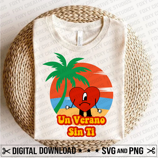 Summer svg, Beach svg, Sad heart svg, Verano sin ti svg, conejo malo svg, cartoon heart svg