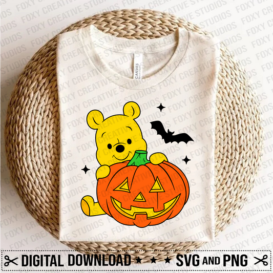 Pumpkin Pooh Bear Svg, Halloween Pooh bear svg, pooh pumpkin svg, baby pooh bear svg, Digital Download