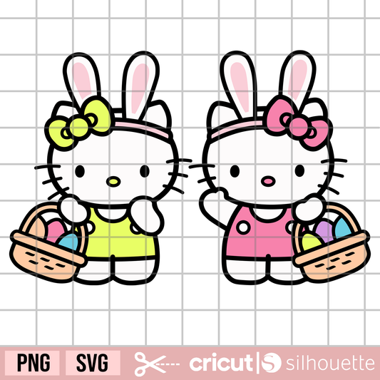 Easter Bunny svg, Easter svg, easter hello cat svg, spring svg, easter kitty svg, easter eggs svg, kawaii cat svg, easter baskets svg