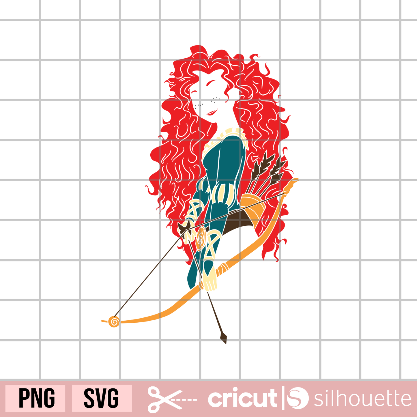 Princess svg, Princess gown svg, free svg, brave svg, Archery svg, bow and arrow svg, merida svg, bear svg